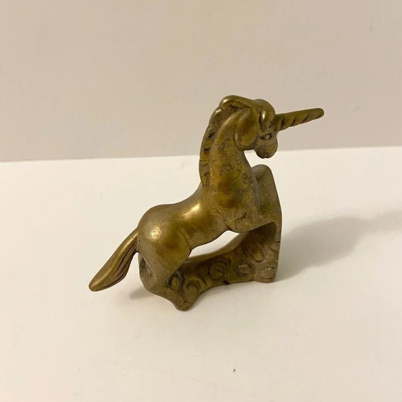 Vintage Brass Unicorn Collectible Figurine  2.5 Inch Size Figure Mystical - Picture 7 of 15